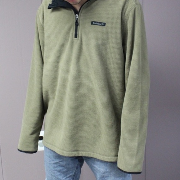 Timberland Tan Textured Quarter Zip Fleece Timberl - Picture 1 of 2